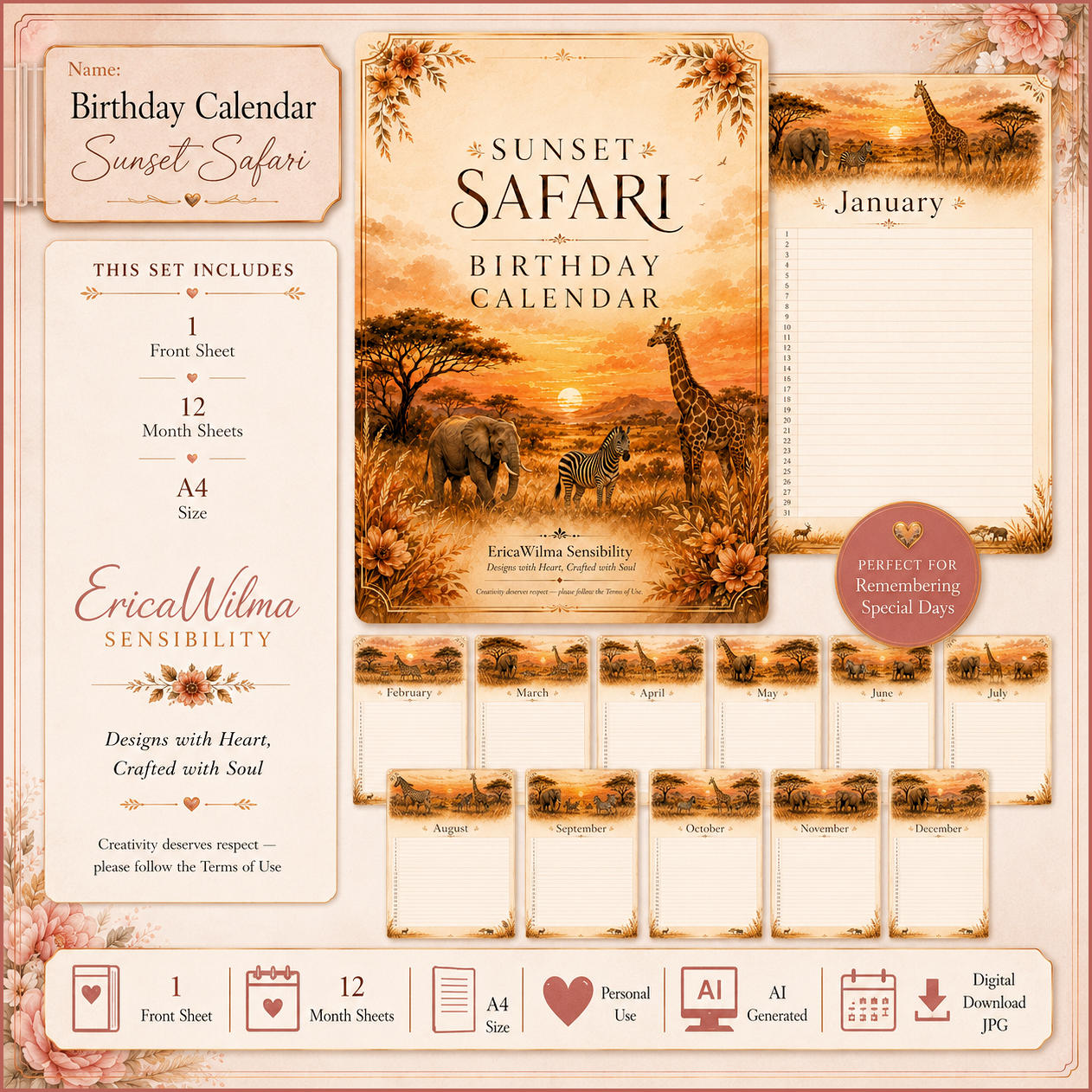 (image for) EW AI Birthday Calendar - Sunset Safari 2026
